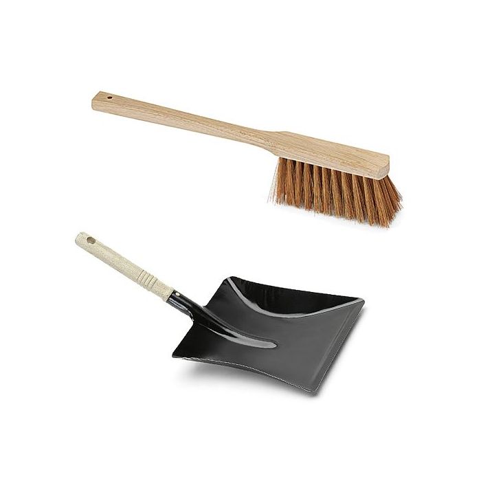 Kehrset, Industriehandfeger Poly-Kokos, 43 cm Kehrschaufel Metall lackiert mit Holzgriff