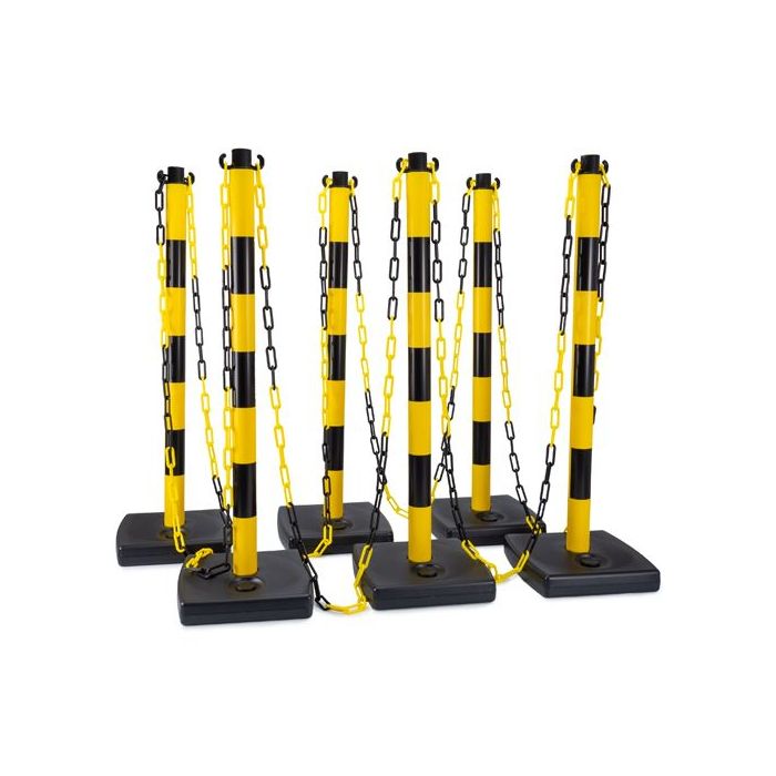 Kettenständer-Set LIGHT, Kunststoff, 6 Pfosten, gelb/schwarz