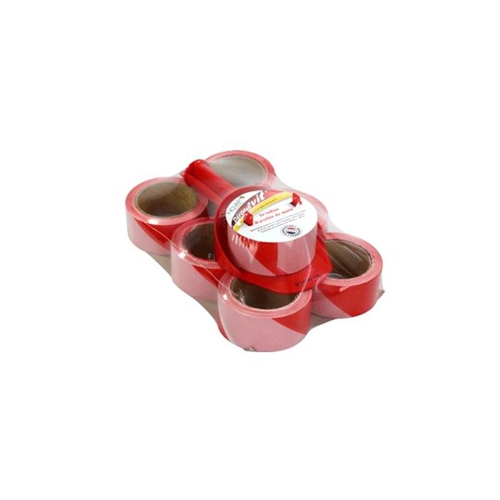 Speed Tape Bandabroller mit 100 m Absperrband, rot/weiß + 6 Rollen