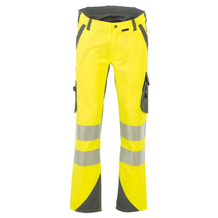 Planam Norit Warnschutz Herren Bundhose, Arbeitshose, 5921, gelb/grau, Größe 24 bis 110
