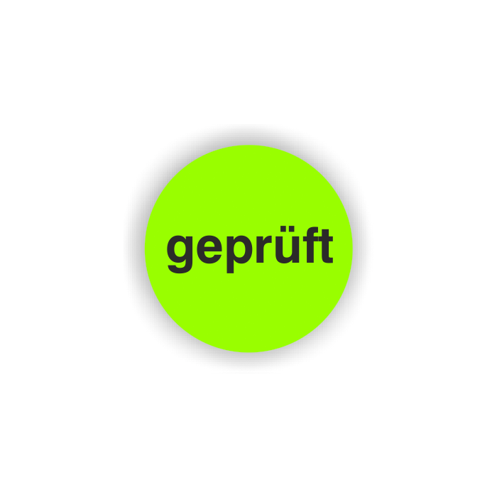 Qualitätsetiketten, geprüft, auf Rolle, 4-bahnig Markierungspunkte,Papier, leuchtgrün, perm.klebend