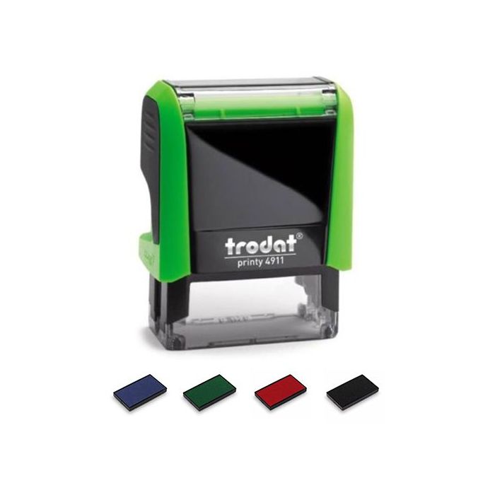 Stempel Trodat Printy 4911, Abdruckfläche 37 x 14 mm, 4 Zeilen, Gehäuse grün