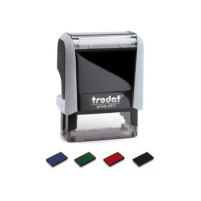 Stempel Trodat Printy 4911, Abdruckfläche 37 x 14 mm, 4 Zeilen, Gehäuse weiß