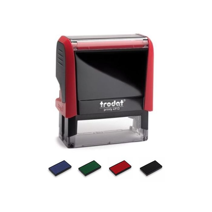 Stempel Trodat Printy 4913, Abdruckfläche 58 x 22 mm, 5 Zeilen,  Gehäuse rot