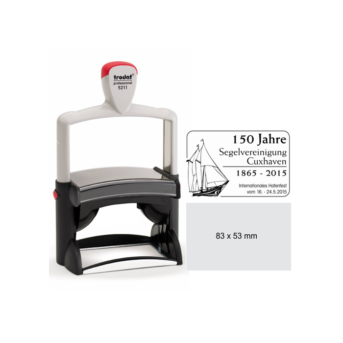 Stempel Trodat Professional 5211F, Abdruckfläche 85 x 55mm, 13 Zeilen, Abdruck mehrfarbig