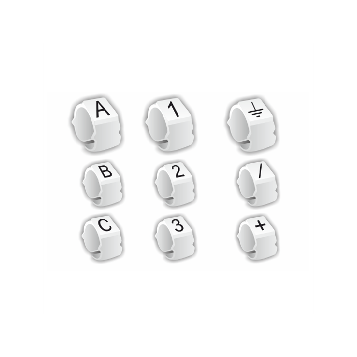 PLIOSNAP Kabelkennzeichnung Einzelzeichen weiß für Kabel-Ø = 3,2 - 4,5 mm
