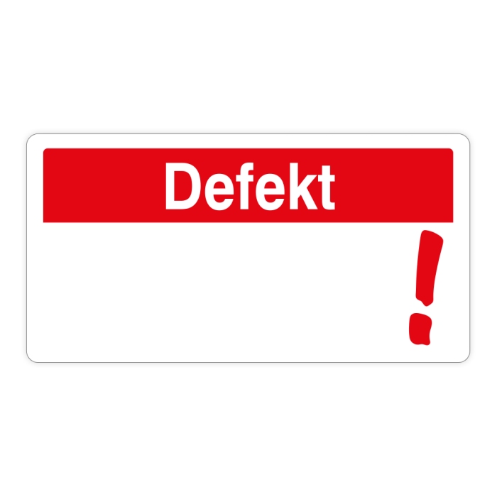 Haftetiketten, Defekt, Papier, rot/weiß 48,5 x 25 mm, 800 Etiketten auf 20 Blatt