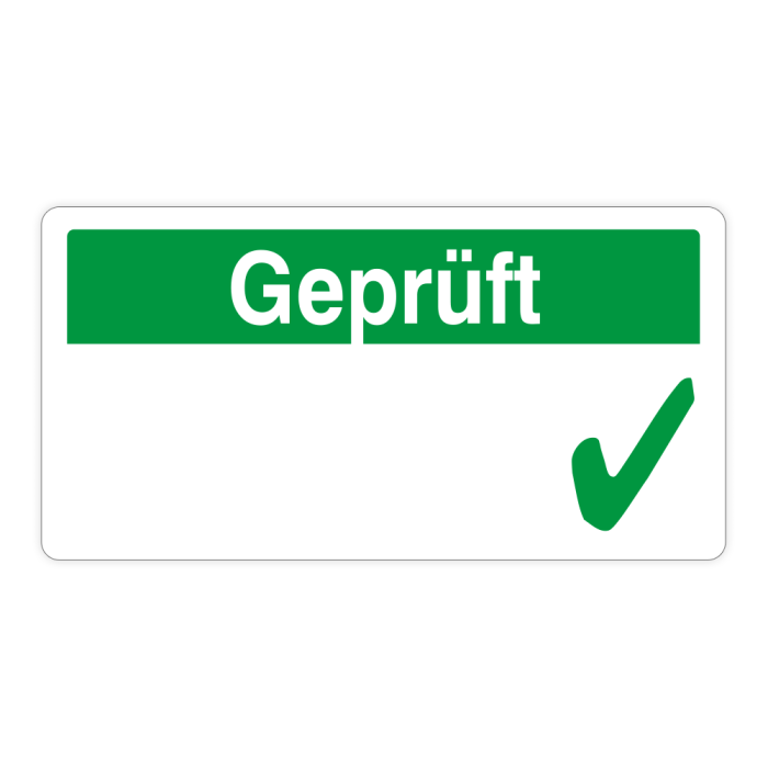 Haftetiketten, Geprüft, Papier, grün/weiß 48,5 x 25 mm, 800 Etiketten auf 20 Blatt