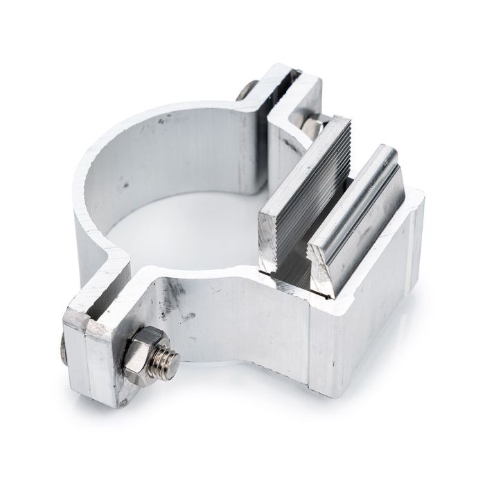 Alform Klemmschelle, einseitig, Klemmklotz 40 mm, Rohrpfosten-Ø 76,1 mm, Aluminium, nach IVZ-Norm