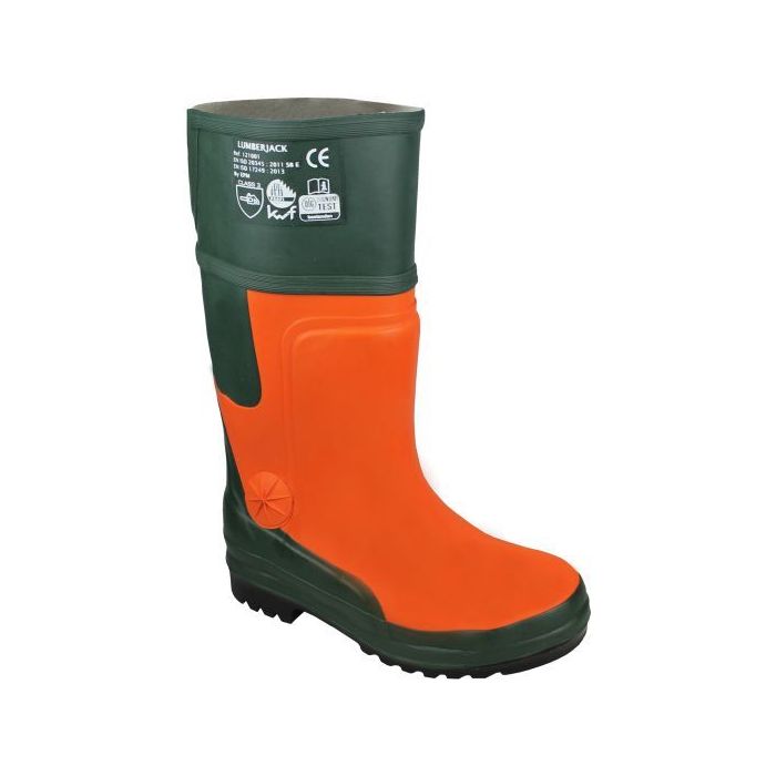 Lumberjack Forstgummistiefel SB, grün/orange, Sägeschutzklasse 3,