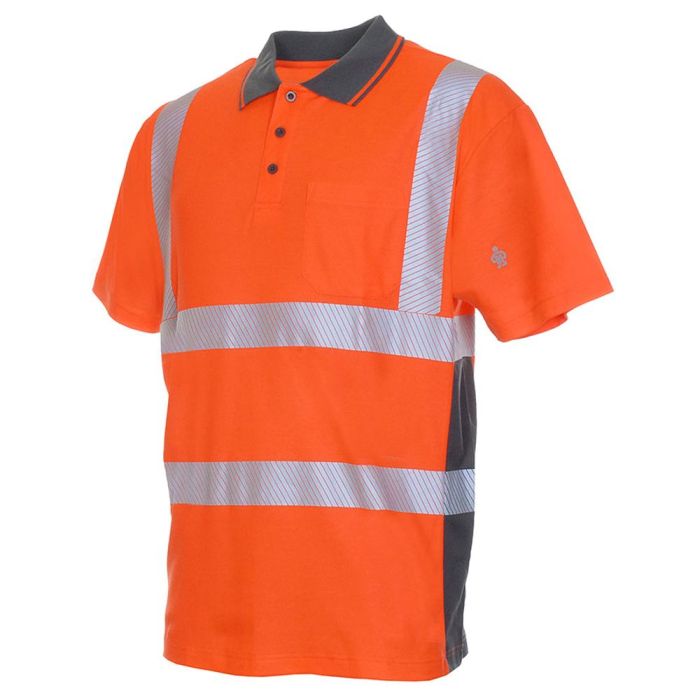 LeiKaTex® Bright Line Warnschutz Poloshirt, 490350, orange, mit Reflexstreifen, Größe S - 3XL