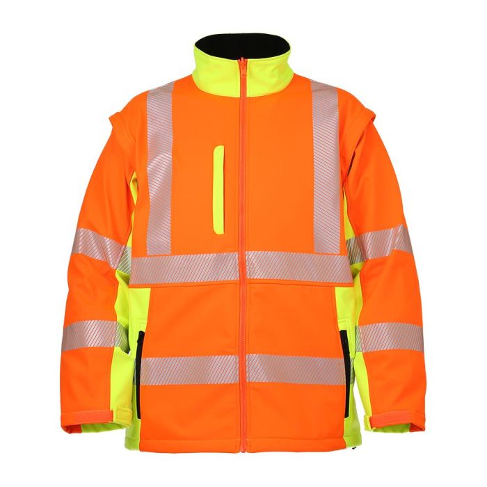 LeiKaTex® Warnschutz Softshelljacke, 490730, warnorange/neongelb, Größen: S - 3XL