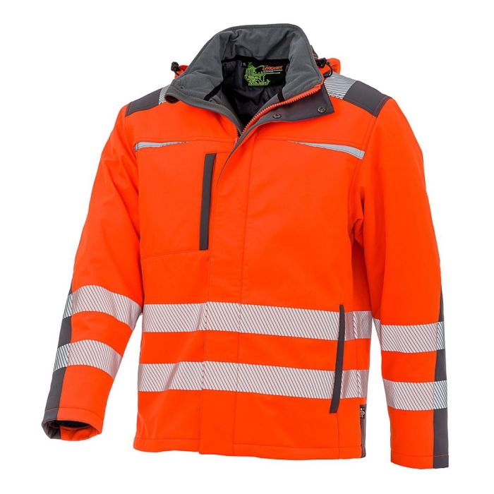 LeiKaTex® Bright Line Winter Softshell Warnschutz Jacke, 490820, warnorange/grau, Größe S - 2XL