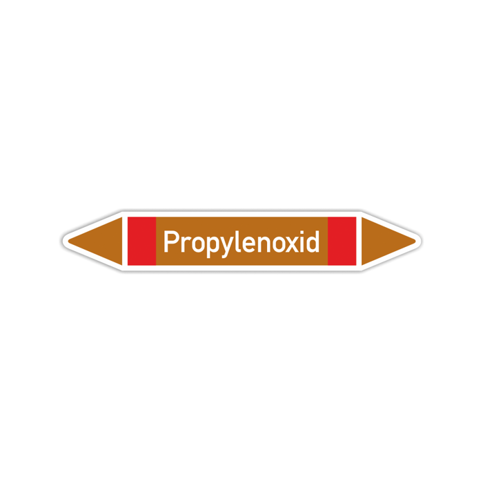 Rohrleitungskennzeichen Propylenoxid nach DIN 2403, in verschiedenen Ausführungen