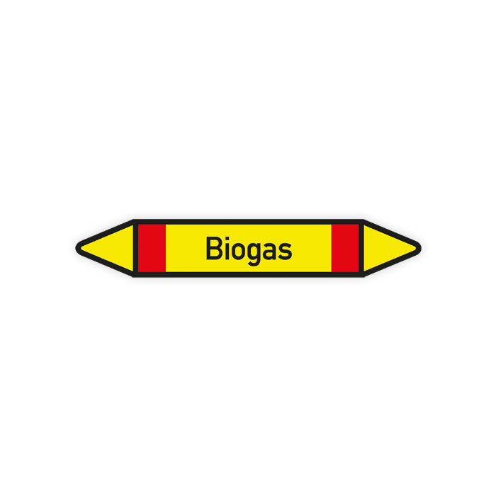 Rohrleitungskennzeichen Biogas nach DIN 2403, in verschiedenen Ausführungen