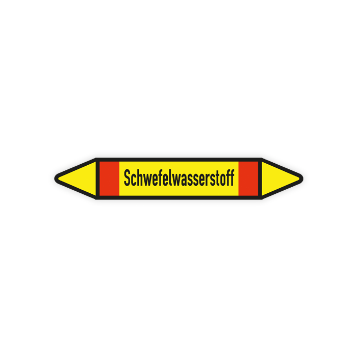 Rohrleitungskennzeichen Schwefelwasserstoff nach DIN 2403, in verschiedenen Ausführungen