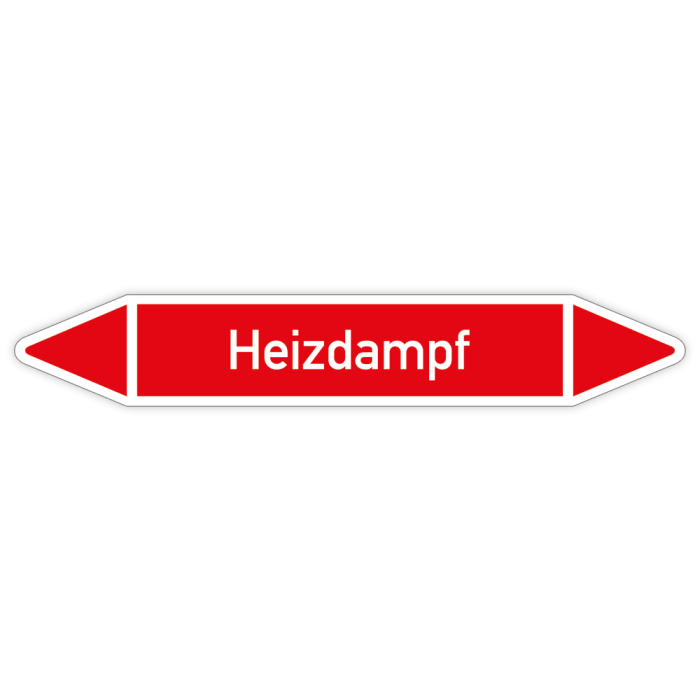 Rohrleitungskennzeichen Heizdampf nach DIN 2403, in verschiedenen Ausführungen