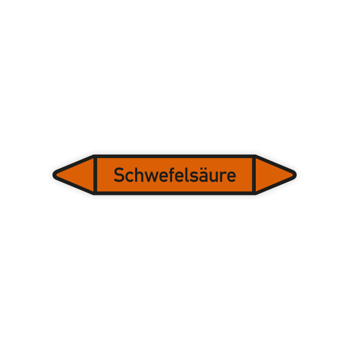 Rohrleitungskennzeichen Schwefelsäure nach DIN 2403, in verschiedenen Ausführungen