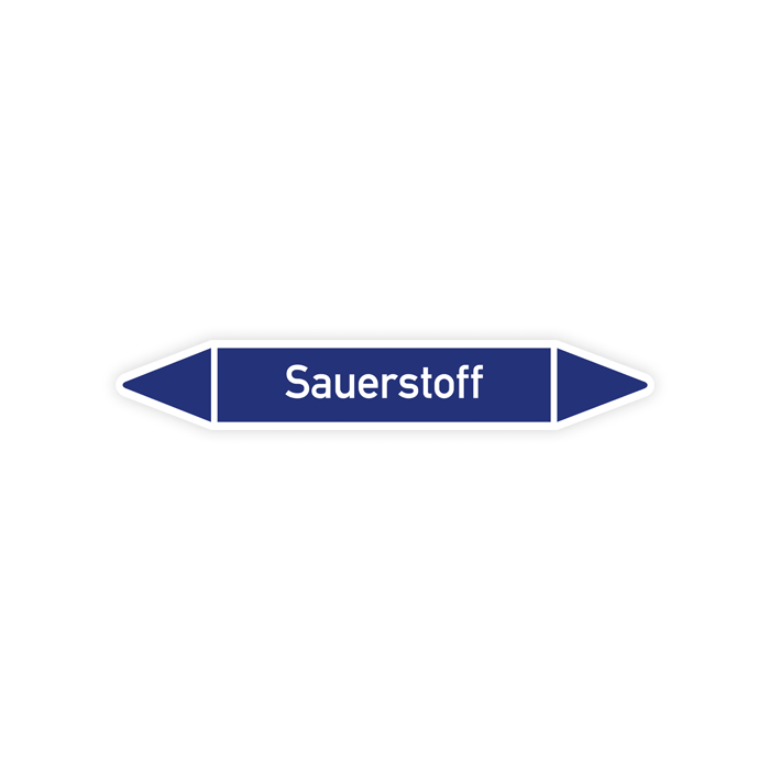 Rohrleitungskennzeichen Sauerstoff nach DIN 2403,  in verschiedenen Ausführungen