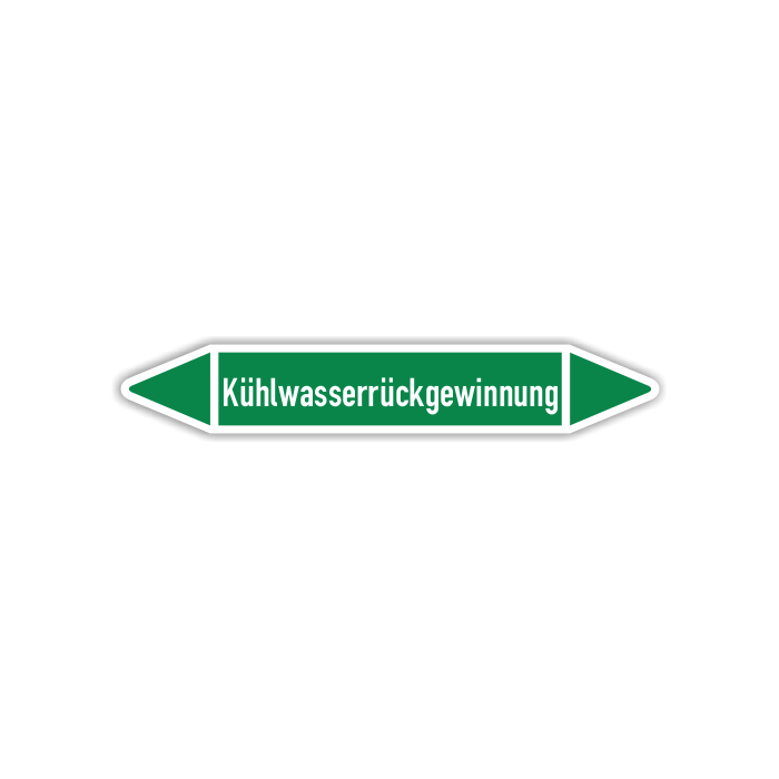 Rohrleitungskennzeichen Kühlwasserrückgewinnung    nach DIN 2403, in verschiedenen Ausführungen
