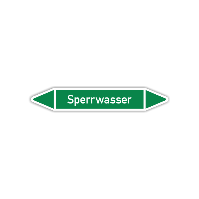 Rohrleitungskennzeichen Sperrwasser nach DIN 2403, in verschiedenen Ausführungen