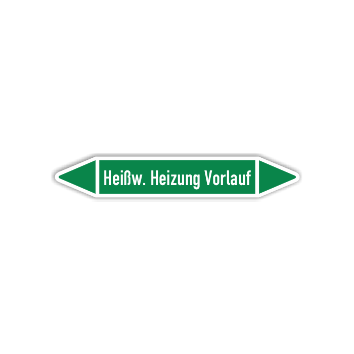 Rohrleitungskennzeichen Heißw. Heizung Vorlauf nach DIN 2403, in verschiedenen Ausführungen