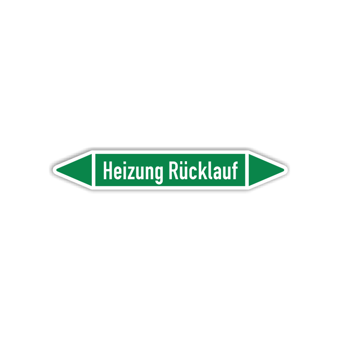 Rohrleitungskennzeichen Heizung Rücklauf nach DIN 2403, in verschiedenen Ausführungen