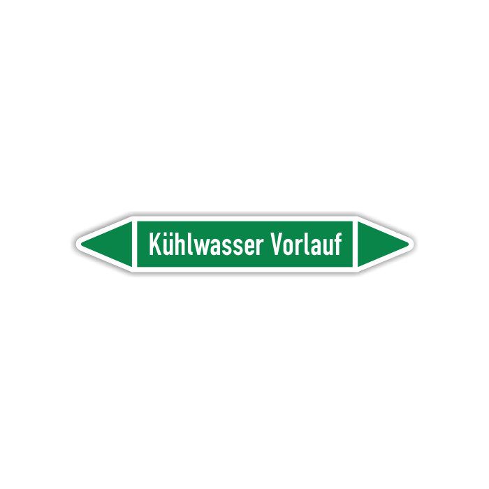 Rohrleitungskennzeichen Kühlwasser Vorlauf nach DIN 2403, in verschiedenen Ausführungen