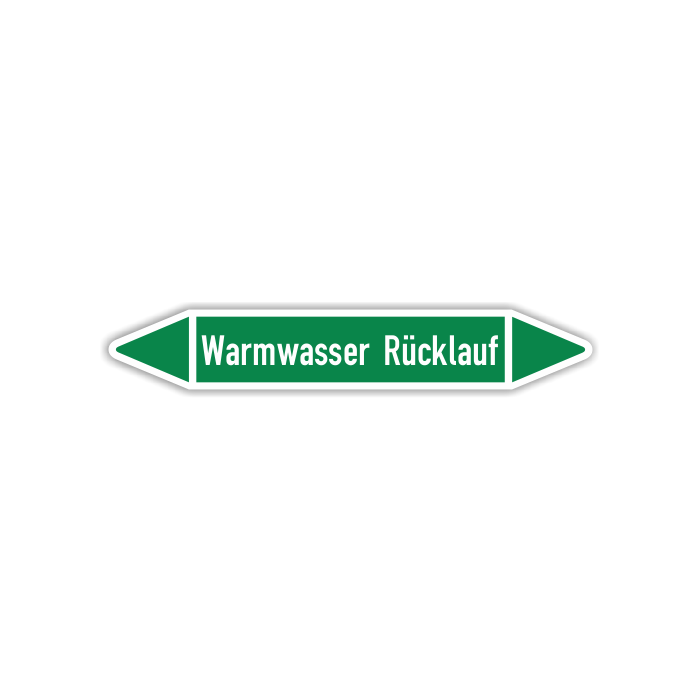 Rohrleitungskennzeichen Warmwasser Rücklauf nach DIN 2403, in verschiedenen Ausführungen