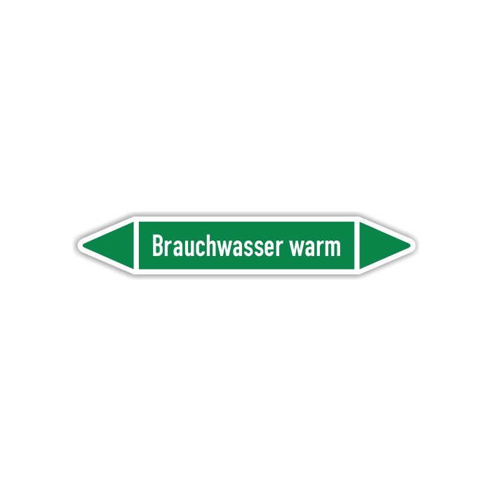 Rohrleitungskennzeichen Brauchwasser warm nach DIN 2403, in verschiedenen Ausführungen