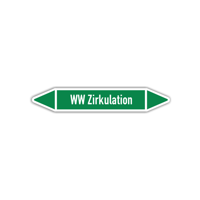 Rohrleitungskennzeichen WW Zirkulation nach DIN 2403, in verschiedenen Ausführungen