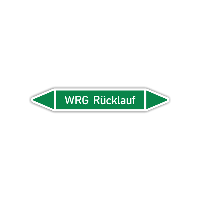 Rohrleitungskennzeichen WRG Rücklauf nach DIN 2403, in verschiedenen Ausführungen