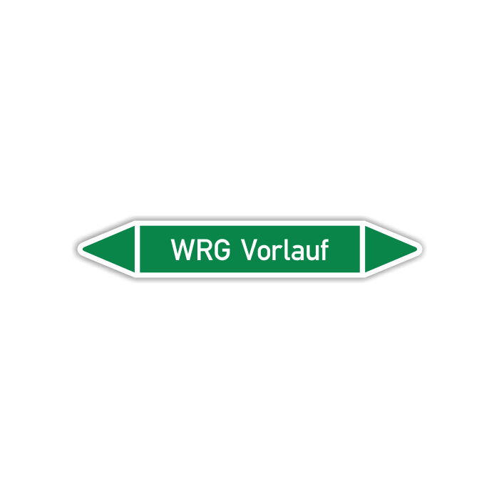 Rohrleitungskennzeichen WRG Vorlauf nach DIN 2403, in verschiedenen Ausführungen