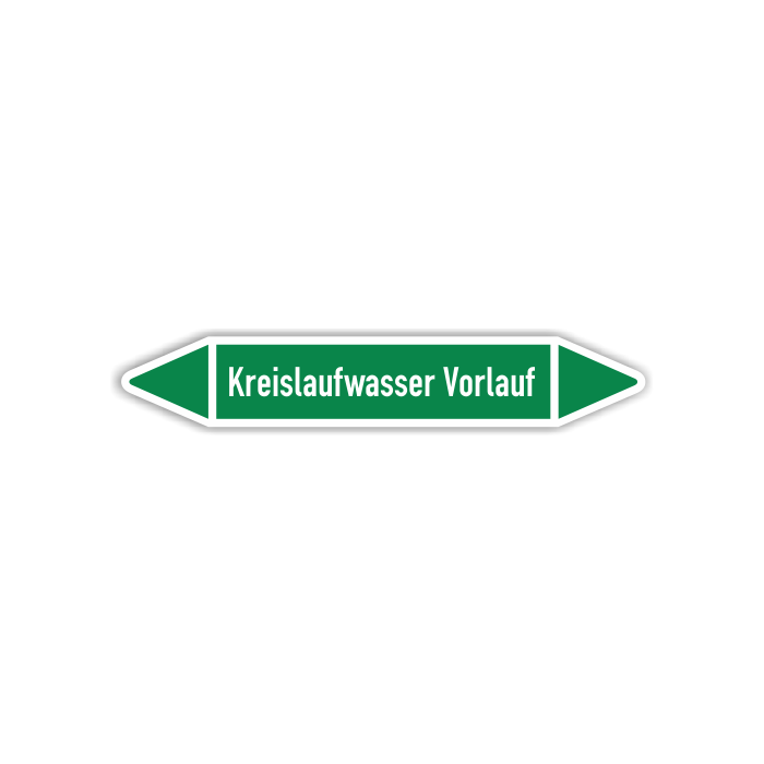 Rohrleitungskennzeichen Kreislaufwasser Vorlauf nach DIN 2403, in verschiedenen Ausführungen