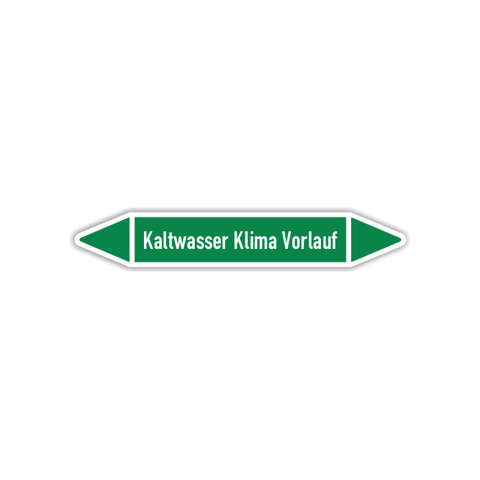 Rohrleitungskennzeichen Kaltwasser Klima Vorlauf nach DIN 2403, in verschiedenen Ausführungen