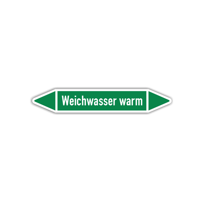 Rohrleitungskennzeichen Weichwasser warm nach DIN 2403, in verschiedenen Ausführungen