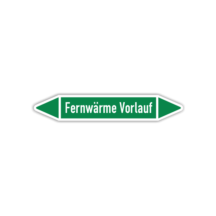 Rohrleitungskennzeichen Fernwärme Vorlauf nach DIN 2403, in verschiedenen Ausführungen