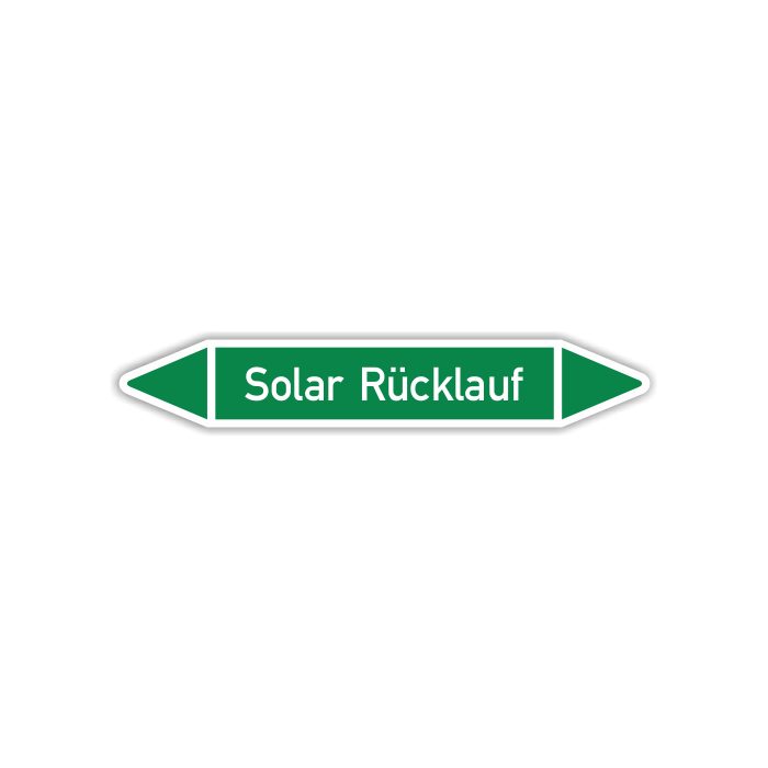 Rohrleitungskennzeichen Solar Rücklauf nach DIN 2403, in verschiedenen Ausführungen