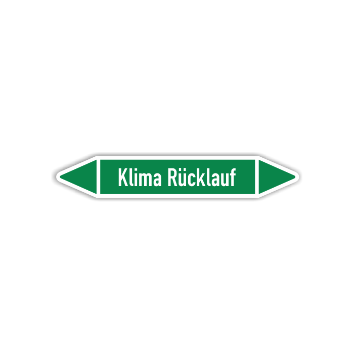 Rohrleitungskennzeichen Klima Rücklauf nach DIN 2403, in verschiedenen Ausführungen