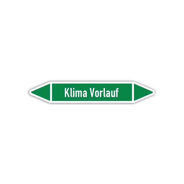 Rohrleitungskennzeichen Klima Vorlauf nach DIN 2403, in verschiedenen Ausführungen