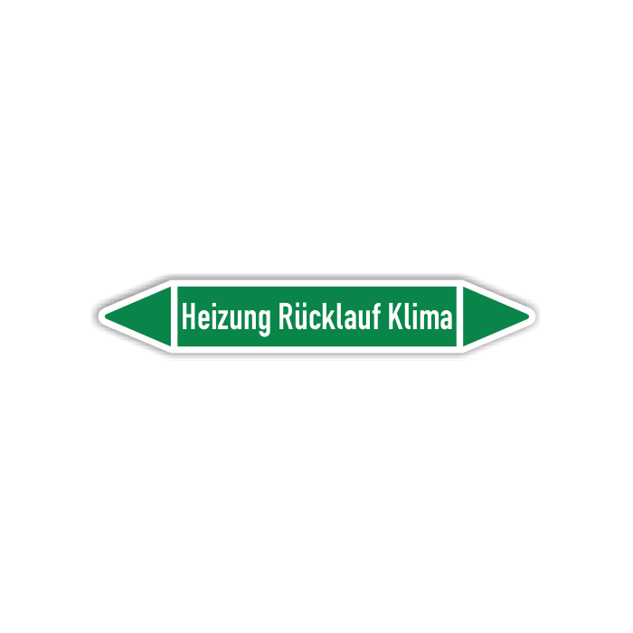 Rohrleitungskennzeichen Heizung Rücklauf Klima nach DIN 2403, in verschiedenen Ausführungen
