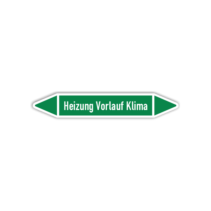 Rohrleitungskennzeichen Heizung Vorlauf Klima nach DIN 2403, in verschiedenen Ausführungen