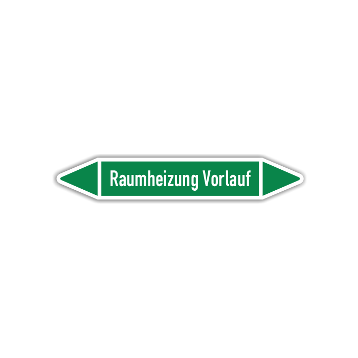 Rohrleitungskennzeichen Raumheizung Vorlauf nach DIN 2403, in verschiedenen Ausführungen