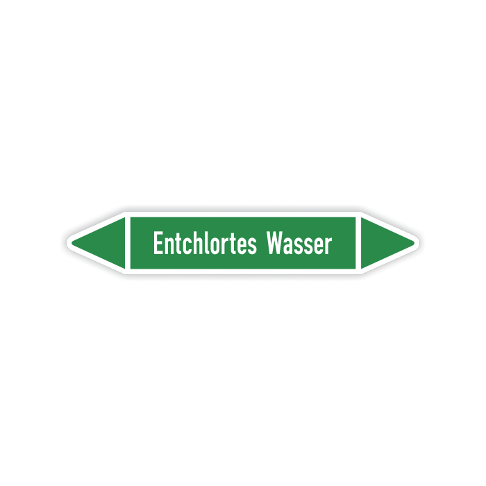 Rohrleitungskennzeichen Entchlortes Wasser nach DIN 2403, in verschiedenen Ausführungen