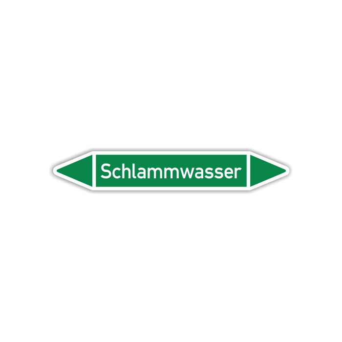 Rohrleitungskennzeichen Schlammwasser nach DIN 2403, in verschiedenen Ausführungen