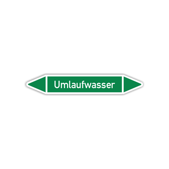 Rohrleitungskennzeichen Umlaufwasser nach DIN 2403, in verschiedenen Ausführungen