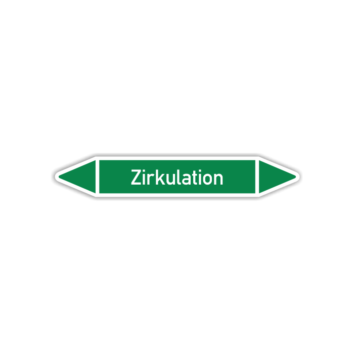 Rohrleitungskennzeichen Zirkulation nach DIN 2403, in verschiedenen Ausführungen