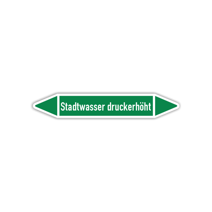 Rohrleitungskennzeichen Stadtwasser druckerhöht nach DIN 2403, in verschiedenen Ausführungen