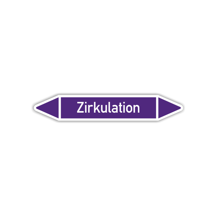 Rohrleitungskennzeichen für Heizungsanlagen, Zirkulation, in verschiedenen Ausführungen