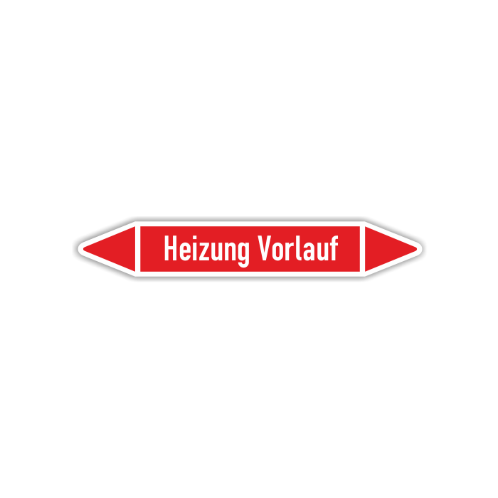 Rohrleitungskennzeichen für Heizungsanlagen, Heizung Vorlauf, in verschiedenen Ausführungen